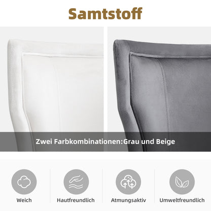 Esszimmerstuhl aus Samt, 2er-Set mit Massivholzbeinen, dickem Kissen, verstellbaren Beinen, Beige