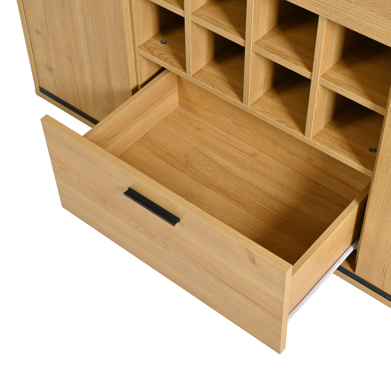 Sideboard, Eleganter Weinschrank mit Doppeltüren, Glasregal und Weinhalterung - Perfekte Aufbewahrung in einem stilvollen Sideboard