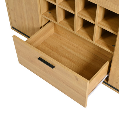 Sideboard, Eleganter Weinschrank mit Doppeltüren, Glasregal und Weinhalterung - Perfekte Aufbewahrung in einem stilvollen Sideboard