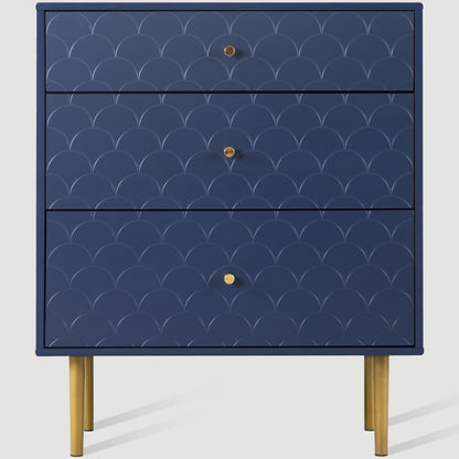 [NEW] Schubladenkommode Kommode mit 3 Schubladen, Sideboard Highboard für Schlafzimmer & alle Wohnräume,Marineblau-H89/B75/T40 cm