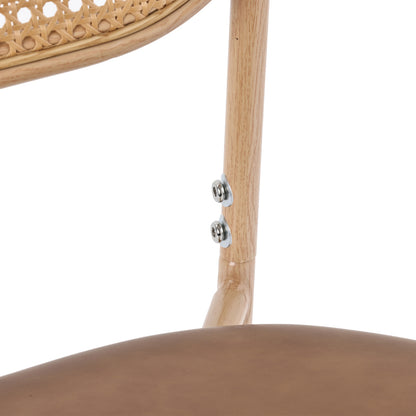 4er set Esszimmerstuhl, moderner, einfacher Freizeitstuhl mit vier Stützbeinen aus Metall, Rattan-Freizeitstuhl, Wohnzimmer- und Schlafzimmerstuhl, Braun