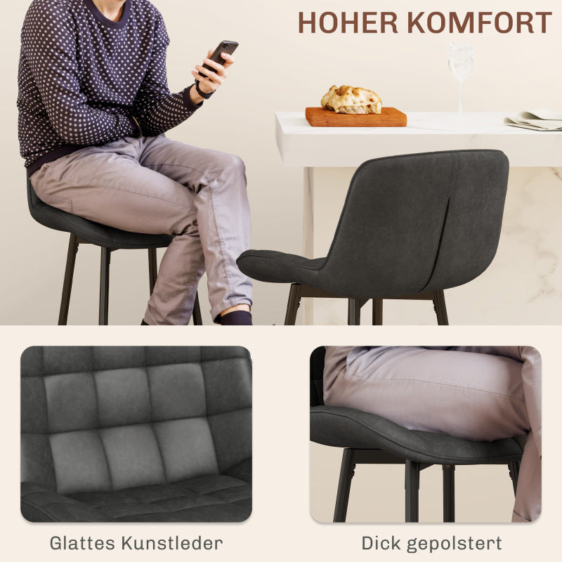 er-Set Barhocker, Bistrohocker mit Fußstütze, Drehbar Barstuhl, Küchenstuhl mit Rückenlehne für Wohnzimmer, Esszimmer, Dunkelgrau