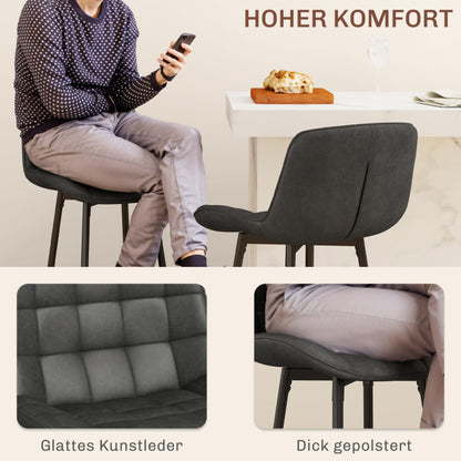 er-Set Barhocker, Bistrohocker mit Fußstütze, Drehbar Barstuhl, Küchenstuhl mit Rückenlehne für Wohnzimmer, Esszimmer, Dunkelgrau