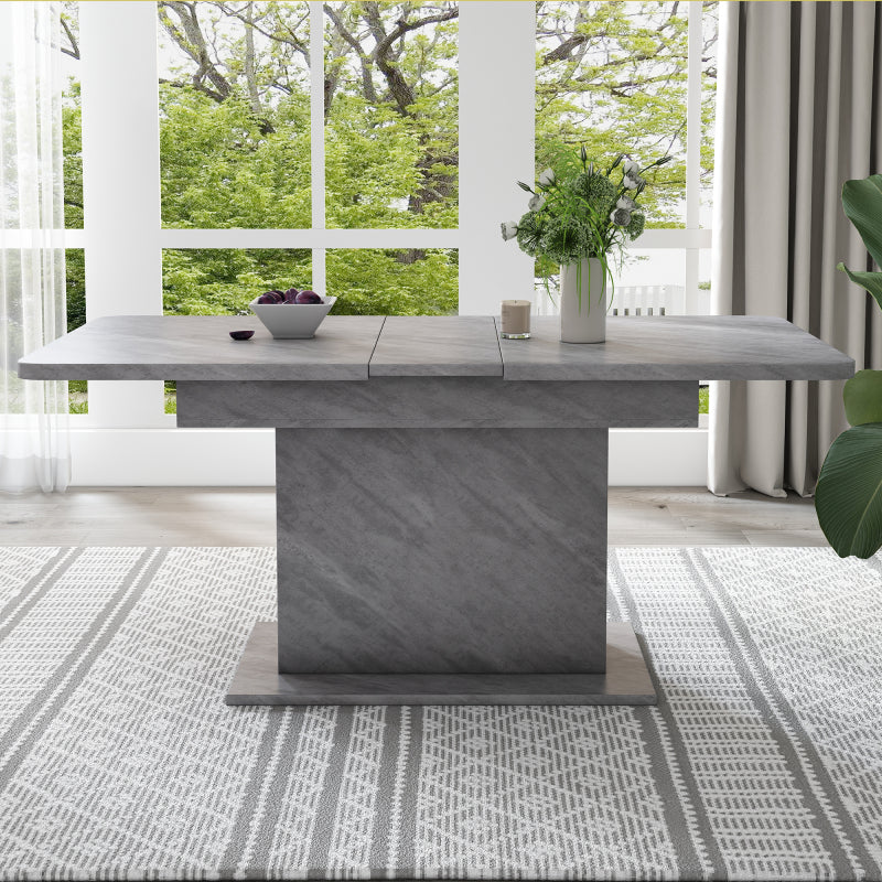 Ausziehbarer Esstisch, L110/130*W70*H75, Esstisch mit Stauraum, Betonoptik