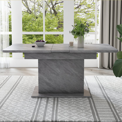 Ausziehbarer Esstisch, L110/130*W70*H75, Esstisch mit Stauraum, Betonoptik