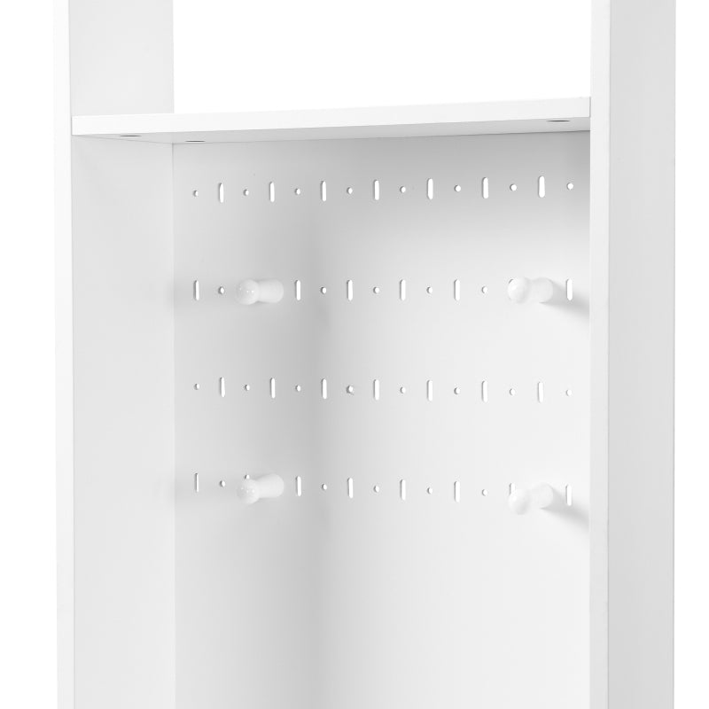 Flurgarderobe mit gepolsterter Aufbewahrungsbank, multifunktionaler Flur-Schuhschrank mit Stecktafel, moderne Garderobe mit 4 Haken für Eingangsbereich, Waschküche, Weiß,H180/B100/T35 cm