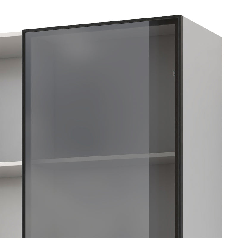 LED-Vitrine, 3 Schubladen und 3 offene Fächer, mehrfarbige LEDs, Bücherschrank, Küchenschränke 80 x 40 x 160 cm