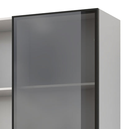 LED-Vitrine, 3 Schubladen und 3 offene Fächer, mehrfarbige LEDs, Bücherschrank, Küchenschränke 80 x 40 x 160 cm