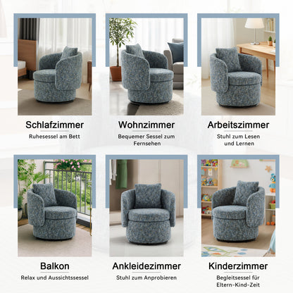 360° Drehsessel Chenille (Grün) – Modern, Rund & Bequem für Leseecke, Wohnzimmer
