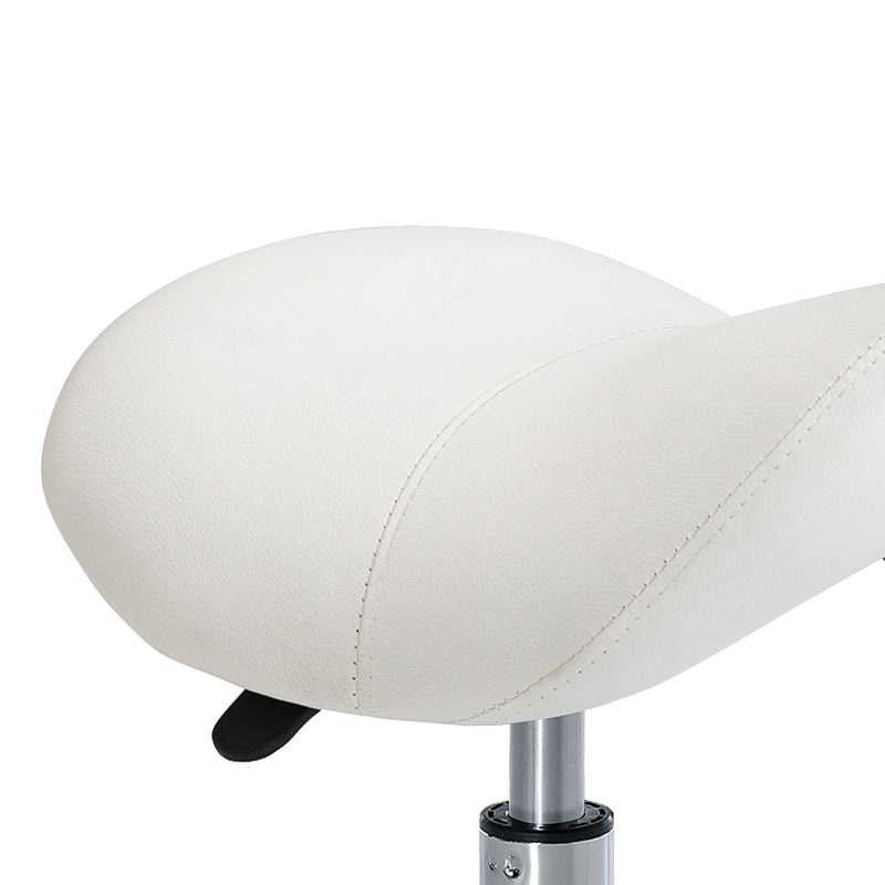 Rollhocker Drehhocker höhenverstellbar Sattelhocker gepolstert in Weiß für Büro & Zuhause
