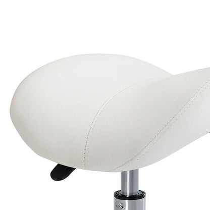 Rollhocker Drehhocker höhenverstellbar Sattelhocker gepolstert in Weiß für Büro & Zuhause