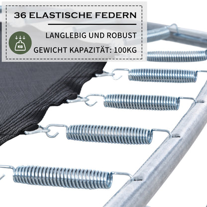 Kinder Trampolin Outdoor Ø 213 cm Gartentrampolin mit Rutsche, Leiter, Netz, Doppeltür und Gepolsterten Stangen,TÜV Zertifiziert,bis 100 kg