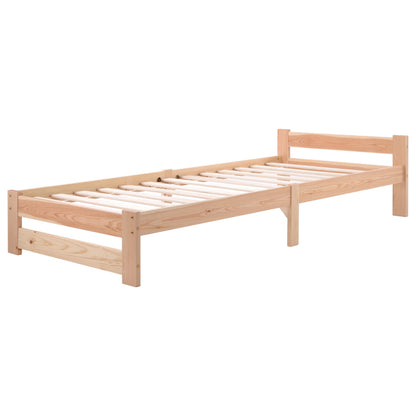 Solide Massivholzbett Futonbett Massivholz Natur Bett aus mit Kopfteil und Lattenrost , Natur (200x90cm)