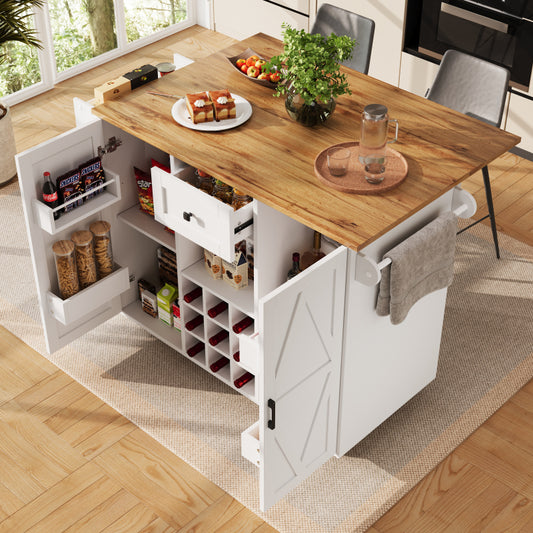 Moderne Kücheninsel, Küchenschrank, buffetschrank, Speisewagen mit Holzmaserung, buffetschrank, Multifunktionale Esstisch mit Speicherraum, Speisewagen mit Snackregalen und Stretchfunktionsschränken