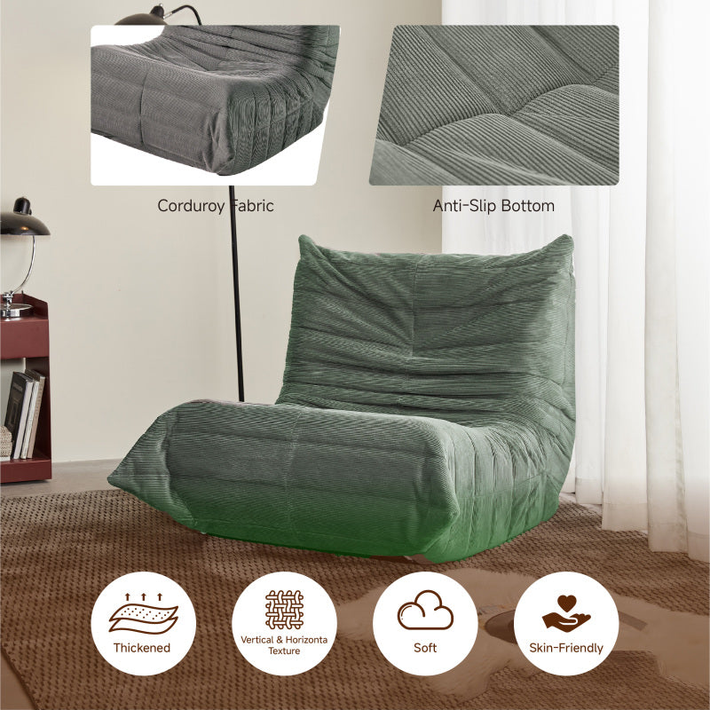 Moderne Sofas, Sitzsäcke für Erwachsene auf dem Bodensofa, Super Soft Memory Sponge Sofa, Togo Sofa Stuhl, Wohnzimmermöbel, Geeignet für Schlafzimmer, Balkon, Schlafsaal, Kaminstuhl (grün)
