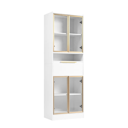 Moderner Weißer Hochschrank mit 16-Farb-LED und Bluetooth – 60×35×180cm
