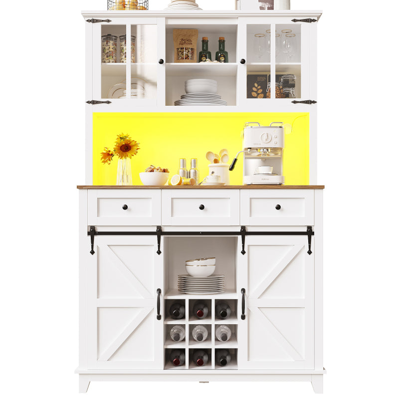 Küchenschrank(105×38.4×180cm), Hochschrank Küchenbuffet, Sideboard mit LED-Beleuchtung,Variable Lichtfarben, weiß