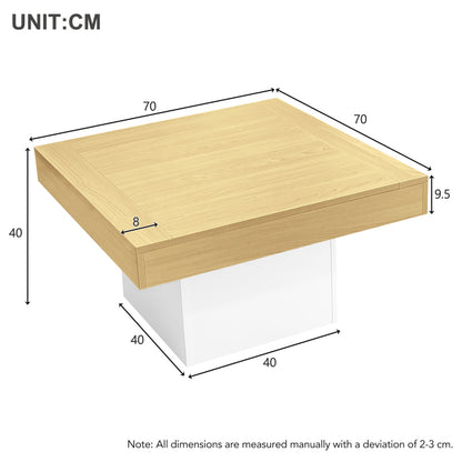 Kreativer LED-Couchtisch in Pilzform, 70x70x40 cm – Stilvoller, quadratischer Beistelltisch, 30 kg Tragkraft, modernes Design für Wohnzimmer