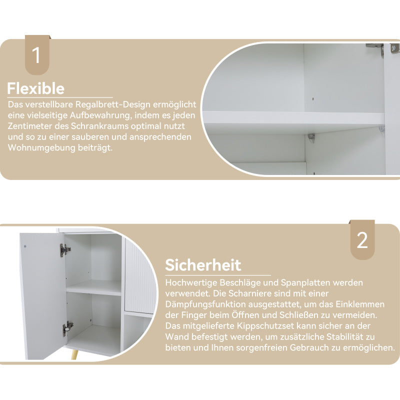 Schuhschrank, Schuhregal mit 2 Schubladen und 4 Türen, Metallfüße, weiß