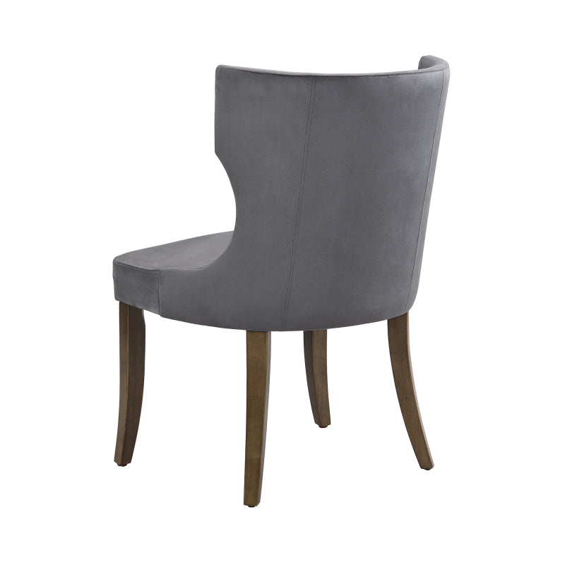 Esszimmerstuhl aus Samt, 2er-Set mit Beinen aus Massivholz, dickes Kissen, verstellbare Beine, Küchenstuhl, Wohnzimmer-Loungesessel, Grau