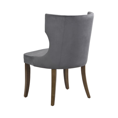 Esszimmerstuhl aus Samt, 2er-Set mit Beinen aus Massivholz, dickes Kissen, verstellbare Beine, Küchenstuhl, Wohnzimmer-Loungesessel, Grau