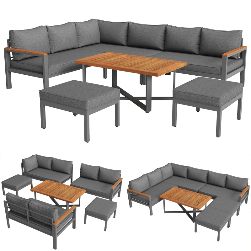 Gartenlounge-Set für 7-8 Personen, Gartenmöbel, Gartenmöbel Set für Garten, Balkon, Terrasse, wetterfest Sitzgruppe Essgruppe, Moderne Gartengarnitur,Gartenmöbelset mit Gestell aus verzinktem Eisen