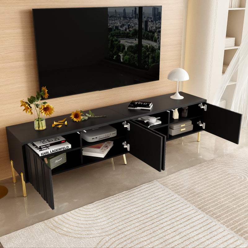 Schwarzes TV-Schrank, 190 cm(L) x 38 cm(W) x 48 cm(H), goldene Tischbeine