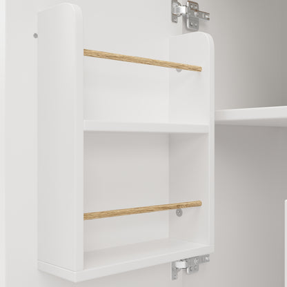 Kücheninsel Buffetschrank 120x73x92cm Küchenwagen mit klappbarer Arbeitsplatte Gewürzregal Weinregal und verstellbaren Ablagen Weiß