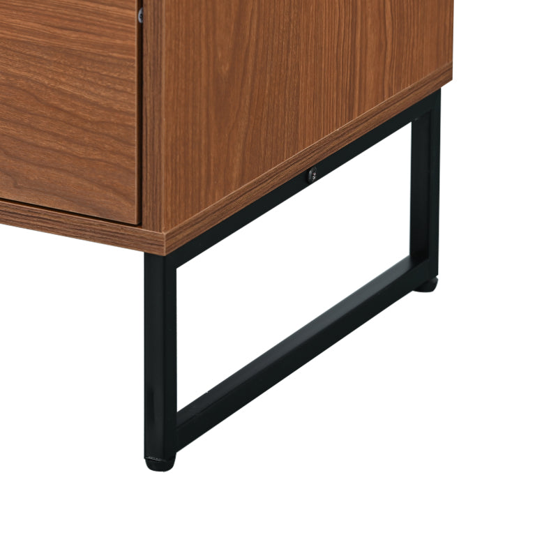 Sideboard mit 2 Rattan verzierten Türen und 2 Schubladen Kommode Küchenschrank, Mehrzweckschrank, Highboard mit Metallgriffe, für Schlafzimmer & Wohnräume & Büro