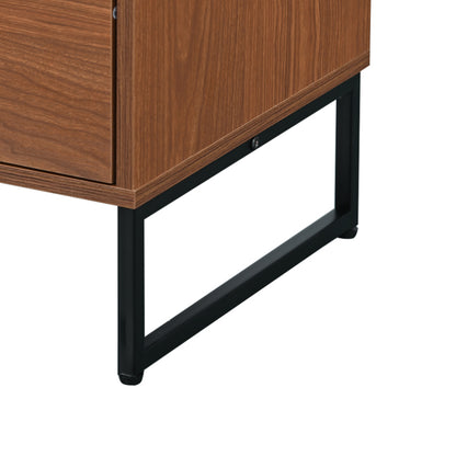 Sideboard mit 2 Rattan verzierten Türen und 2 Schubladen Kommode Küchenschrank, Mehrzweckschrank, Highboard mit Metallgriffe, für Schlafzimmer & Wohnräume & Büro