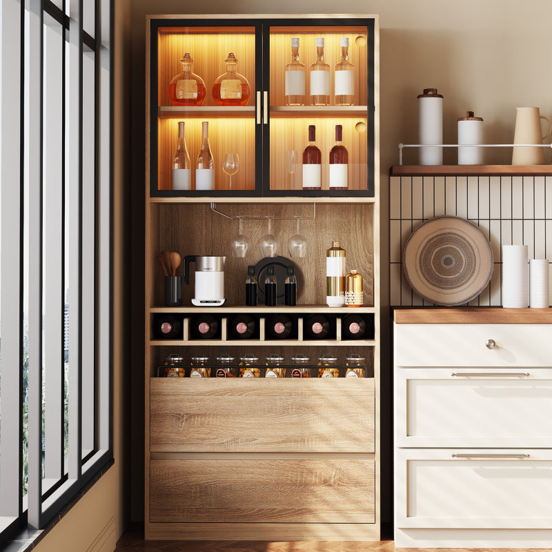 Badezimmerschrank,Spirituosenschrank,Vitrine Vitrinenschrank mit Glastüren und Beleuchtung 180 CM