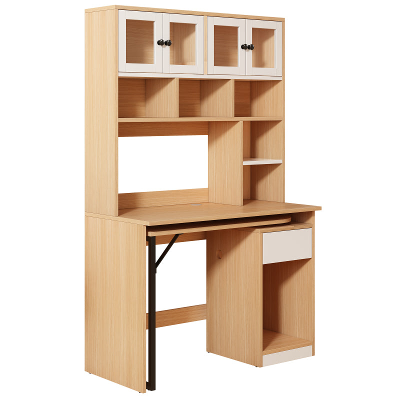 Computertisch,Regal-Schreibtisch,Schrankschreibtisch Arbeitstisch, Schrankschreibtisch,Weiß Natur 180cm