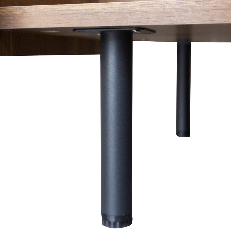 90 cm Schwarze und Holzfarbene Couchtisch – Moderner Stil, Zwei Offene Fächer und Zwei Türen, Dämpfende Scharniere