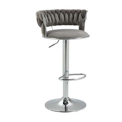 COOLMORE 360 Grad drehbare Barhocker 2 Stück Set höhenverstellbare Stühle mit Fußstütze für Küche, Esszimmer, Insel, Bar, Weinkeller, Büro, Wohnzimmer, Wohnzimmer, Silber, Modern Style, High-End Style