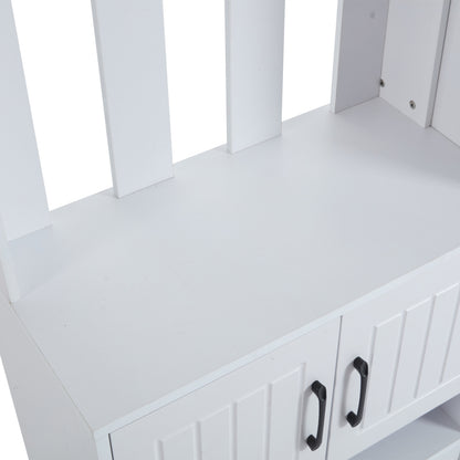 Flurgarderobe Paneel+Schuhschränke, Schuhwechsel-Set, weiß Garderoben-Set 140.6 x 32 x 180 cm
