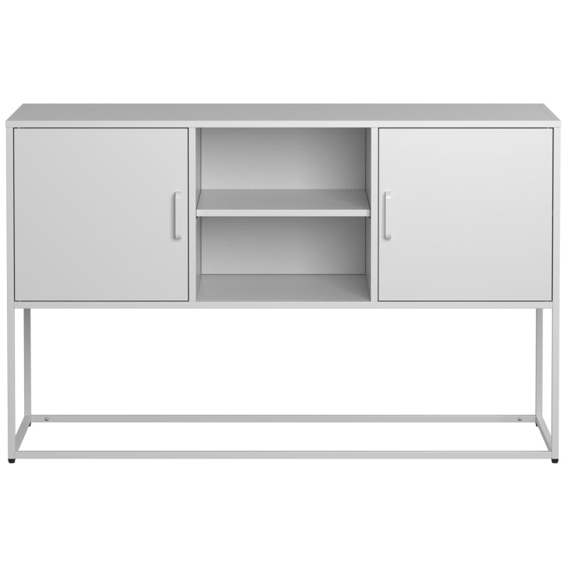Weißer Metall-Akzent-Schrank, Sideboard-Buffet und Aufbewahrungs-Schrank-Safe, Robuster Metallbau mit stilvollem Weiß,  H 75 cm × B 120 cm × T 40 cm
