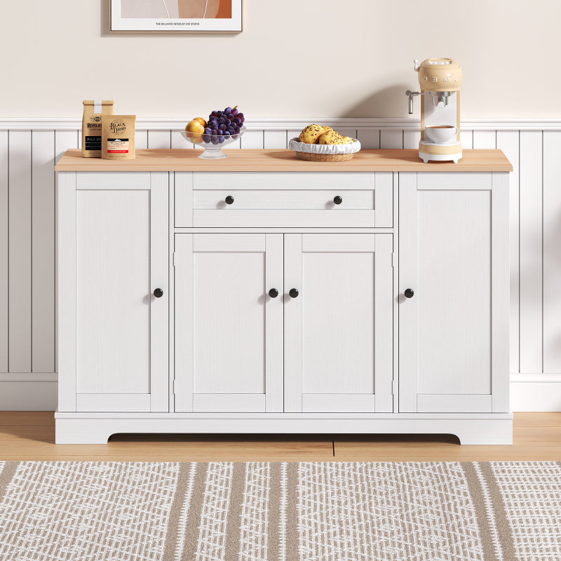 Multifunktionales Küchenbuffet – 138 cm Sideboard mit Schublade, Regaltüren & verstellbaren Einlegeböden – Modernes Design mit Kippschutz, ideal für Küche, Wohnzimmer & Schlafzimmer