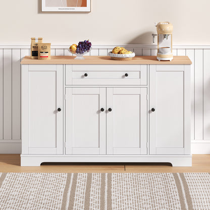 Multifunktionales Küchenbuffet – 138 cm Sideboard mit Schublade, Regaltüren & verstellbaren Einlegeböden – Modernes Design mit Kippschutz, ideal für Küche, Wohnzimmer & Schlafzimmer