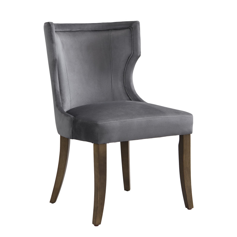 Esszimmerstuhl aus Samt, 2er-Set mit Beinen aus Massivholz, dickes Kissen, verstellbare Beine, Küchenstuhl, Wohnzimmer-Loungesessel, Grau