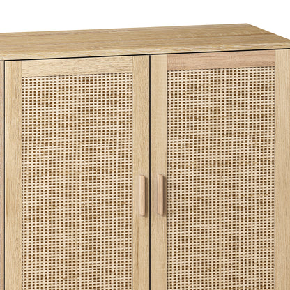 158CM Elegant and Functional 4-Door Rattan Decorative Storage Cabinet,for Bedroom,Living Room,Office;158CM Eleganter und funktioneller 4-türiger Rattan Schrank für Schlafzimmer, Wohnzimm