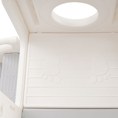 5 in 1 Kinderrutsche, bestehend aus Rutsche, Schaukel, Unterschrank, Basketballkorb und Treppe - HDPE (exkl. Ozeanball)