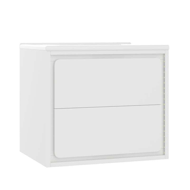 60x46x50cm Wandhängend Badezimmerschränke, komplett lackiert, LED-Radarsensor-Beleuchtung, zwei Schubladen, leise Gleitschienen, Waschtisch,integriertes Waschbecken, weiß