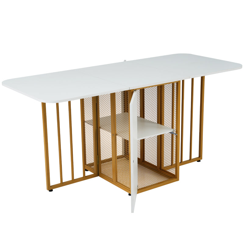 Essgruppe, (Set mit Esstisch, 6 Stühlen), Weiß und Gold