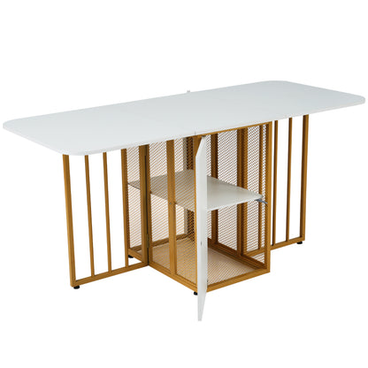 Essgruppe, (Set mit Esstisch, 6 Stühlen), Weiß und Gold