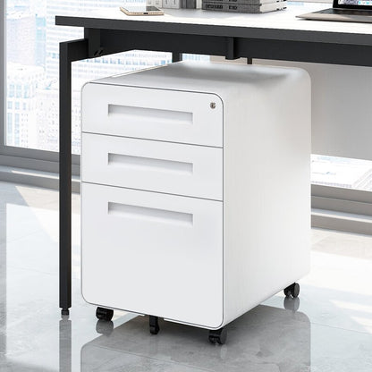 3 Drawer Mobile File Cabinet Under Desk Office,Simple Style Versatile Storage Cabinet for Legal/Letter/A4 Files, 5 Wheel Design Anti-Tilting Cold Rolled Steel Waterproof Moisture-Proof White