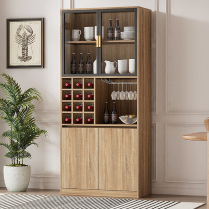 Badezimmerschrank,Spirituosenschrank,Vitrine Vitrinenschrank mit Glastüren und Beleuchtung 180 CM