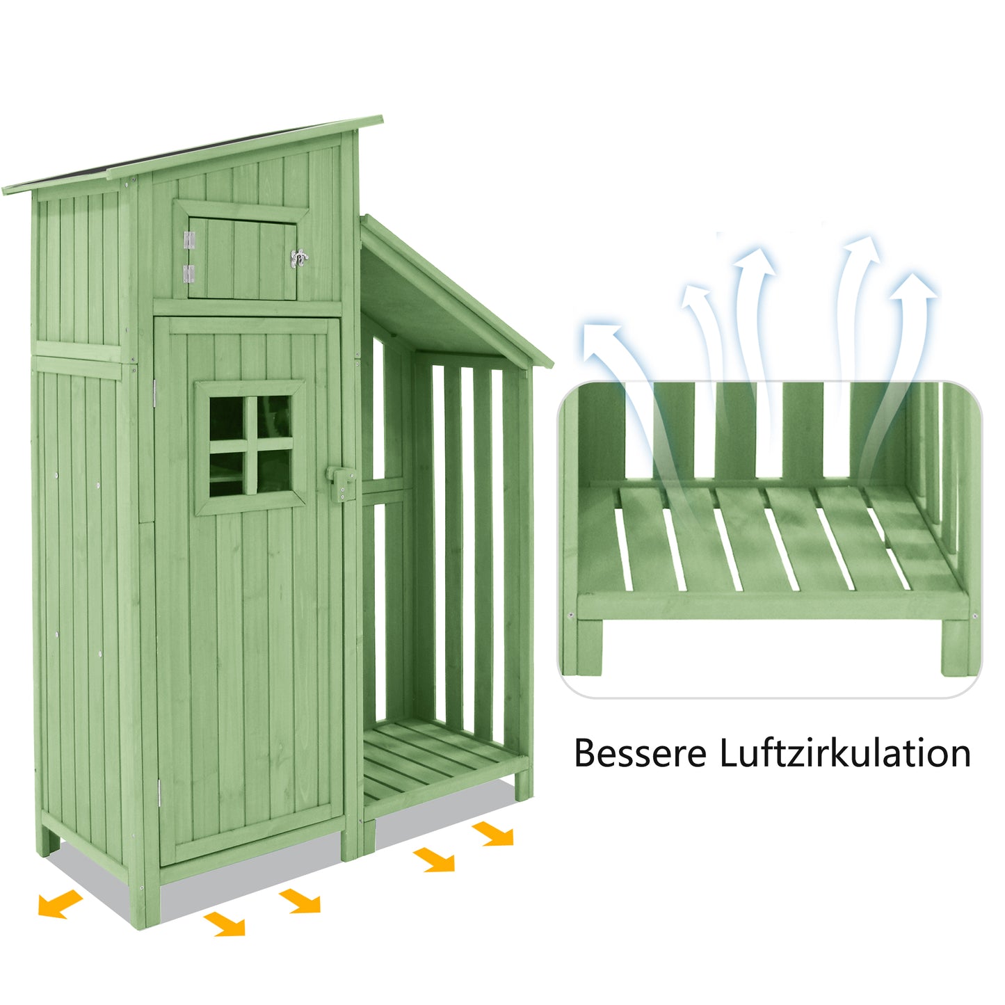 Gerätehaus Gartenschrank Geräteschuppen Geräteschrank, BxT: 124x46 cm,BxTxH:124x46x174cm, auch für kleine Gärten geeignet,Grün, (Holzhütte, 1 St., Gartenhaus)