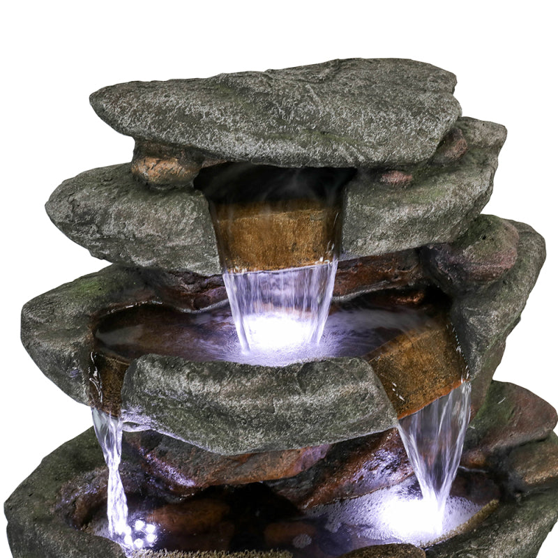 40.5inches High Rocks Outdoor Water Fountain with LED Lights