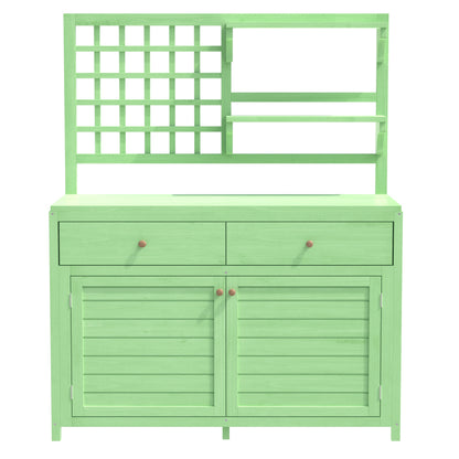 Holz Gartenschrank,Gartenschrank mit Regalen  Outdoor Schrank, Gartenschrank Geräteschuppen Terrassenschrank, Balkonschrank, Gerätehaus, Garten Möbel, Grün
