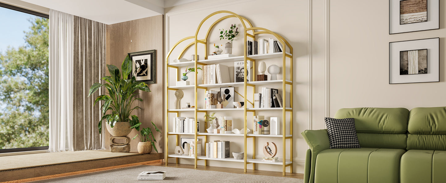 Regal im schlichten Stil, fünf Schichten Stauraum, einzigartige Wolkenform, einfach zu montieren und zu reinigen, Gold + Weiß